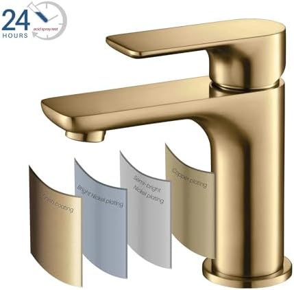 KIBI Tender Brushed Brass Bathroom Sink Faucet with Pop-Up Drain | Single Handle Solid Brass High Arc Spout | Smooth Water Flow and Corrosion-Resistant (Brushed Brass W/Pop Up Drain) - Image 5