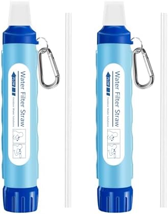 Personal Water Filter Straw, 4-Stage NSF Certified Portable Water Purifier, BPA-Free Emergency Water Filtration Survival Gear for Hiking Camping Travel Emergency Preparedness by FS-TFC