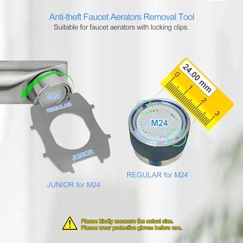 Upgraded Portable 5-in-1 Faucet Aerator Removal Tool, 304 Stainless Steel Mini Aerator Key Wrench for Sink Faucets Aerators, Fits Regular Size (Quarter), Junior Size (Nickel) - Image 4