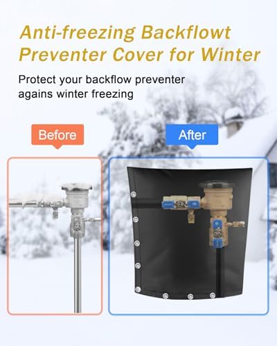 Backflow Preventer Pipe Insulation Cover (5°F), POROLIR 24"X36" Thicker Pressure Vacuum Breaker Cover, Water Well Pump Sprinkler Valve Cover for Winter Freeze Protection, Black - Image 2