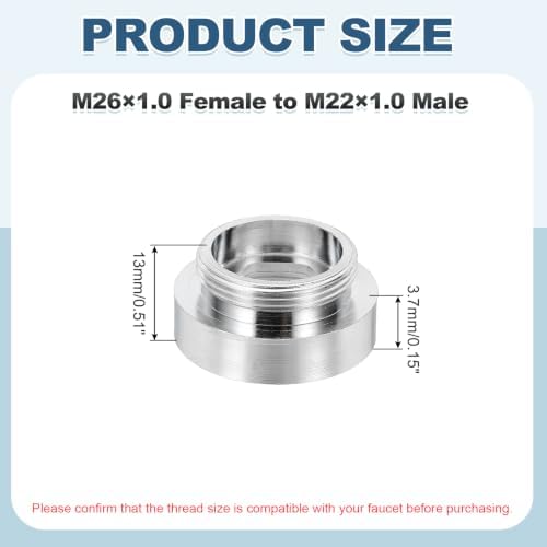 uxcell Faucet Aerator Adapter, M26 Female to M22 Male with Washer, 13mm Length - Image 2