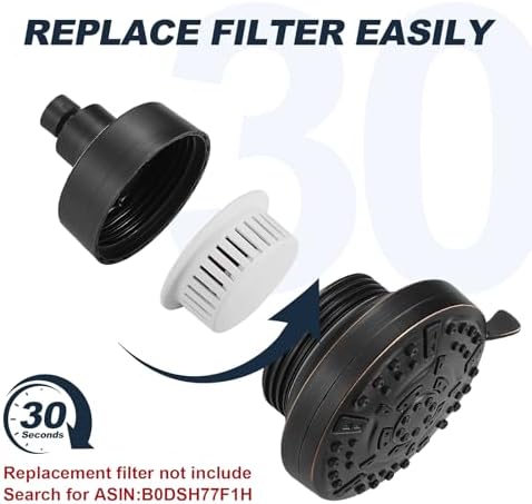 High Pressure Shower Filter Head Oil Rubbed Bronze Fixed Shower Head - Image 4