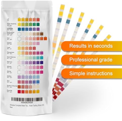 AAwipes Complete Water Testing Kits for Drinking Water 25 Strips Bag Pack 16 in Well, Tap, Drinking Water, City Water Testing Strips (25) - Image 5