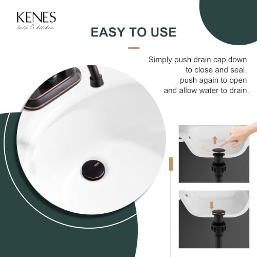KENES 2 Pack Oil Rubbed Bronze Pop Up Bathroom Sink Drain Without Overflow - Image 5