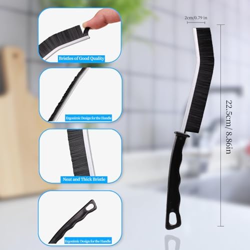 Crevice Cleaning Brush Cleaning Tools Cleaning Supplies Grout Brush Scrub Brush Toilet Brush for Household Use for Cleaning Bathroom Kitchen 3 Pcs (Black) - Image 5