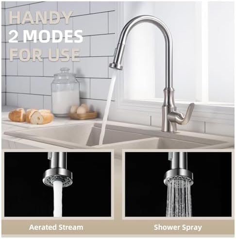 Angle Simple Kitchen Faucet Head Replacement, Sink Sprayer, Brushed Nickel - Image 3
