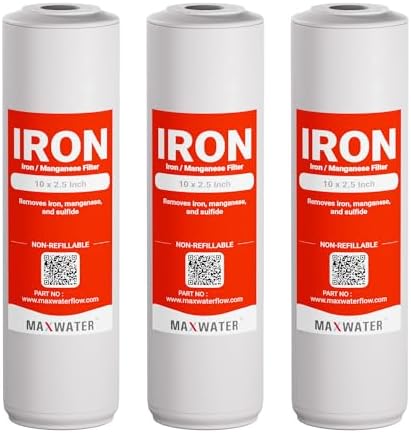 Max Water Whole House Iron Manganese Replacement Set, Heavy Duty - Standard Whole House Systems 10" x 2.5" Good for Iron, Manganese Reduction (Pack of 3) by MaxWater