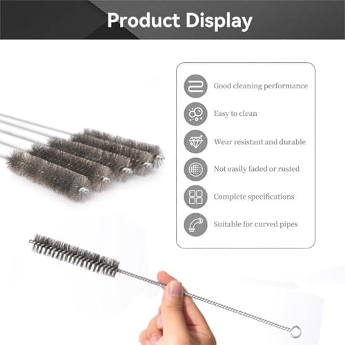 12 Inch Pipe Cleaning Brush Set with Stainless Steel Bristles, Steel Wire Tube Brush Kit for Auto Parts Polishing, Machining, Bottles, Tubes, Etc.（20mm-2pcs） - Image 3