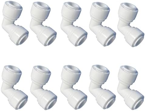 1/4" RO Tubing 90-Degree Elbow Connector, Push-to-Connect Fittings for RO/DI Water Filter Systems & Aquariums (10 Pack) by Unknown
