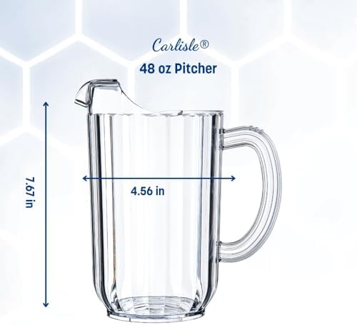 Carlisle FoodService Products 553807 Plastic Pitcher, 48 Ounces, Clear (Pack of 6) - Image 3