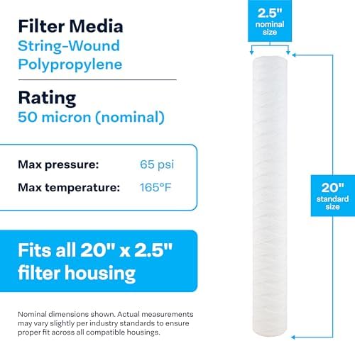 SpiroPure SP-CW50-20 20x2.5 50 um Sediment Water Filter SWC-25-2050 20PK - Image 3