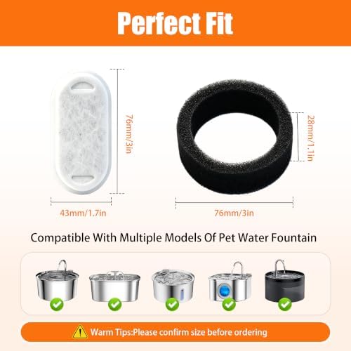 36 Pack Cat Water Fountain Filter Set Fit for Stainless Steel Pet Fountain - Image 3