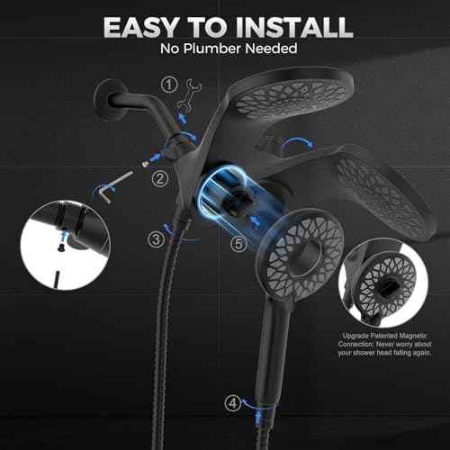High Pressure Rain Shower Head with Handheld Spray Combo - Image 6