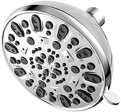 High Pressure Shower Head VMASSTONE 4.7" Rain Fixed Showerhead 7-Spray Setting with Adjustable Brass Swivel Ball Joint - Excellent Replacement for Your Bath Shower Head (FM-001 Chrome) by VMASSTONE