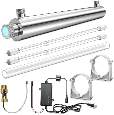 Whole House UV Water Filter, 55W Ultraviolet Water Purifier with Flow Sensor & 5-Min Delay Shutoff, 12 GPM Stainless Steel UV Water Treatment System for Well Water, 3/4" MNPT, 120V by Coospider-repta