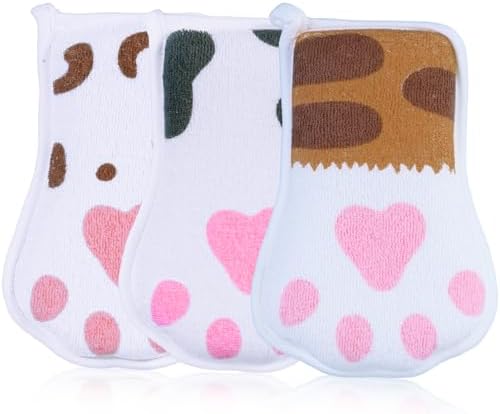 Baby and Kids Bath loofah Sponge, Easy Grip Cute Cat Paw Design Kids Body Exfoliating Body Scrubber Loofah Sponge,Bath Sponge Set Designed for Toddler, Women, Boys, and Girls (3 Pack) by Unknown