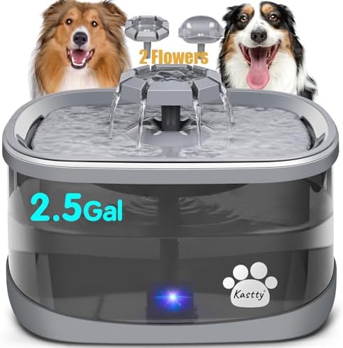 Kastty 2.5Gal/9.5L Dog Water Fountain Extra Large Pet Water Fountain 3 Flow Modes Cat Water Fountain Larger Filter Filtration& Smart LED Pump& Safe Touch, BPA-Free, Quiet for Large Dogs Pets FS68 by KASTTY