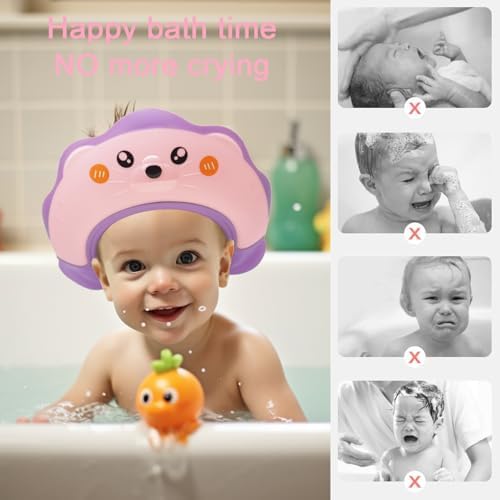 LiLiBBShie Baby Shower Cap, Baby Shower Cap Shield, Shower Cap for Kids, Visor Hat for Eye and Ear Protection for 0-9 Years Old Children, Cute Sea Lion shape Makes the Baby Bath More Fun (Pink) - Image 5