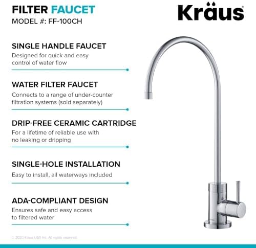 KRAUS Purita 100% Lead-Free Kitchen Water Filter Faucet in Chrome, FF-100CH - Image 5