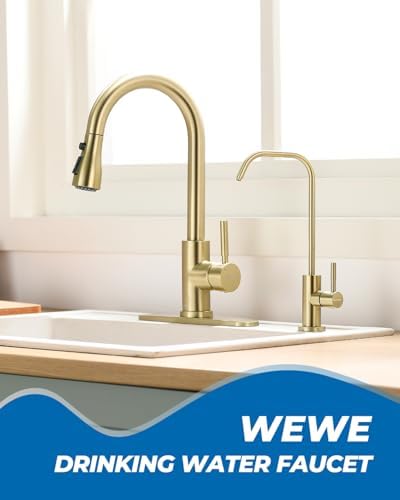 WEWE Water Filter Faucet for RO System, 7-Shape, Non-Air Gap, Gold - Image 2