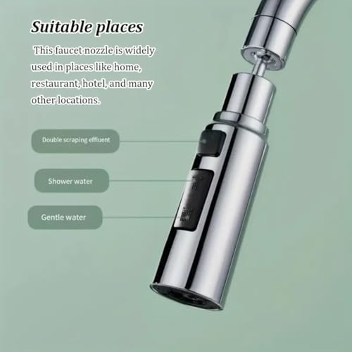1pc Kitchen Faucet Washing Spout Booster Bathroom 3 Modes Extender Adapter Washbasin Sprayer Filter Nozzle,Sliver,1 PC - Image 3