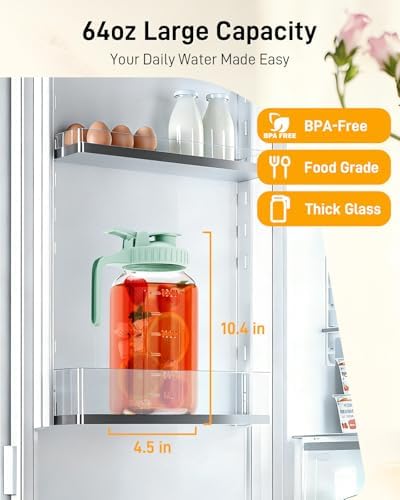 64 oz Mason Jar Pitcher, Glass Pitcher with Lid for Sun Tea & Iced Tea - Image 2