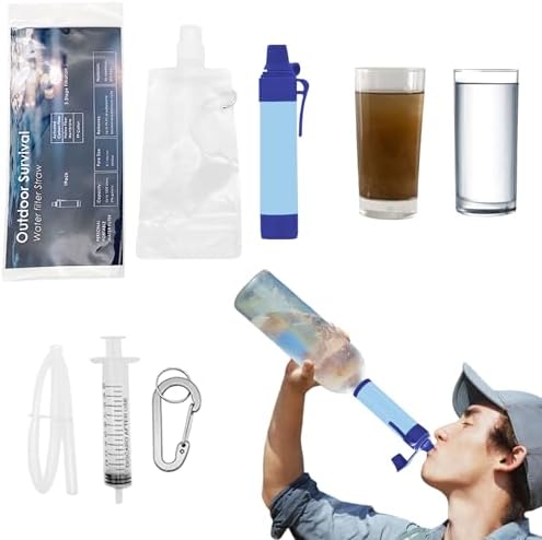 Portable Water Filter Straw Kit, Personal Water Filtration System for Camping Backpacking Hiking Emergency Survival Preparedness Outdoor Travel (1) by Unknown