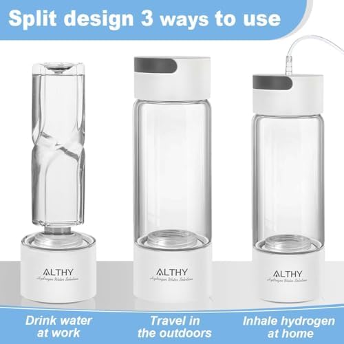 ALTHY Molecular Hydrogen Water Generator Hydrogen Water Bottle,Glass Flask, SPE PEM Technology Ionizer with Inhaler Adapter - Image 4