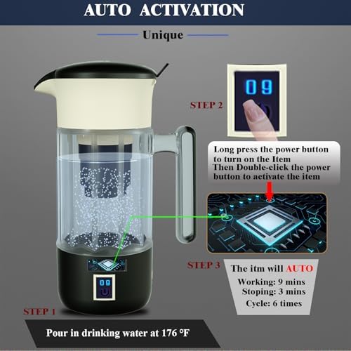 Hydrogen Water Pitcher Machine 1500ML Hydrogen Alkaline Water Generator Bottle Ionizer Maker with SPE and PEM Technology (Dark Blue) - Image 3