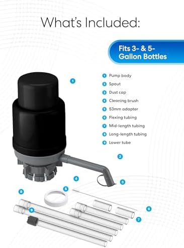 Brio Universal Water Bottle Pump | Manual Water Pump 1-5 Gallon Water Jug Dispenser for Camping Picnics and More! | 48mm & 55mm - (Multiple Color Options) - Image 4