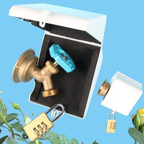 Outdoor Faucet Iock System - Insulated Faucet Iock and Garden Hose Bib Iock Cover, Made of Steel- Prevents Water Theft and Stops Unauthorized Use, Easy to Install White by Dakekou