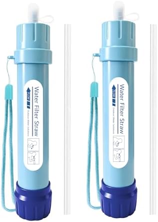 Personal Water Filter Straw, 4-Stage NSF Certified Portable Water Purifier, BPA-Free Emergency Water Filtration Survival Gear for Hiking Camping Travel Emergency Preparedness by FS-TFC