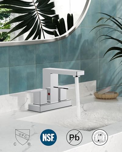 FORIOUS 4 in Chrome Bathroom Faucet Centerset with Drain, Commercial Faucet - Image 3