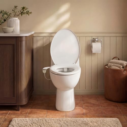 Brondell Bidet Attachment for Toilet SS-250 SimpleSpa Fresh Water Spray with Adjustable Water Pressure Side Arm Control, Slim Bidet Sprayer, Silver Knob (Dual Nozzle) - Image 2