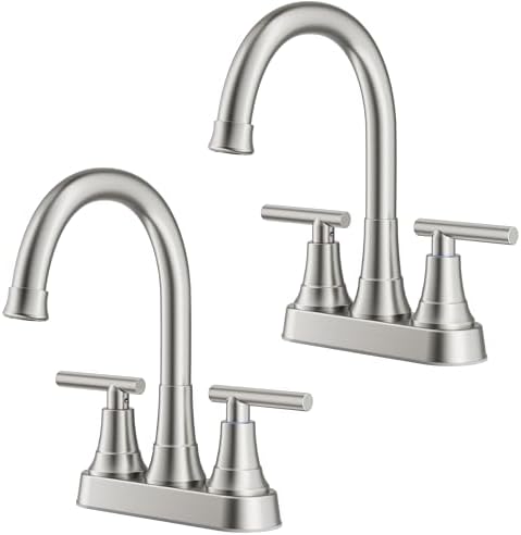 FORIOUS 4 Inch Centerset Bathroom Faucets Brushed Nickel 2 Pack Commercial by FORIOUS