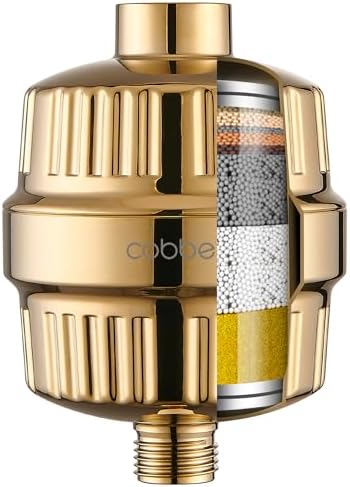 Cobbe HD HEAVY DUTY High Output Shower Filter – 99% REMOVAL Shower Head Filter for Hard Water, Heavy Metals, Chlorine and Harmful Substance, Improve your skin and hair - Egyptian Gold by Cobbe