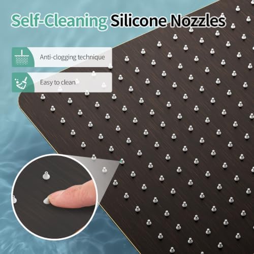 SR SUN RISE Luxury 16 Inch Extra Large Square Stainless Steel Shower Head High Pressure Rainfall Showerhead Ultra Thin Water Saving Oil Rubbed Bronze 2.5 Gpm - Image 4