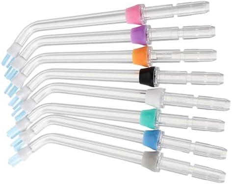 VICASKY 8pcs Oral Irrigator Jet Heads Replacement Tips Water Flosser Nozzle Attachments with Tongue Cleaner Tip Precision Plaque Removal for Water Flossers Stable for Travel Use by VICASKY