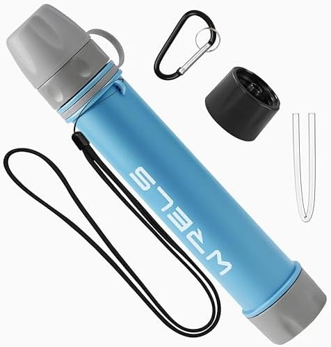 WRELS Water Filter Straw,NSF & SGS Certified Personal Portable Filter for Camping Hiking Survival,Outdoor Water Filter with Carabiner & Extension Tube – Emergency Water Filtration System by WRELS