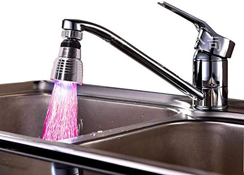 2 Package Swivel 3-Color Temperature Sensitive LED Water Faucet Light Water Stream Color Changing Faucet Tap Sink Faucet for Kitchen and Bathroom - Image 3