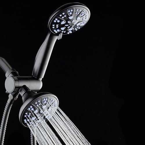 AquaDance Antimicrobial/Anti-Clog High-Pressure 30-setting Dual Head Combination Shower with Nozzle Protection from Growth of Mold, Mildew & Bacteria for a Healthier Shower – Sunset Blue - Image 6