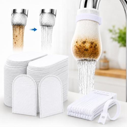 300 Pack Universal Faucet Filter Bags, 1000 Mesh Replaceable Tap Water Filter Sleeves for Kitchen & Bathroom Sink, Food Grade Non-Woven Sediment Filter for Rust, Sand, Limescale and Impurities by NIEFARG