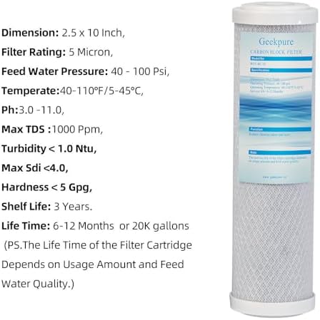 Geekpure Whole House Carbon Block Filter-2.5" x 10" -5 Micron-Pack 4 - Image 3