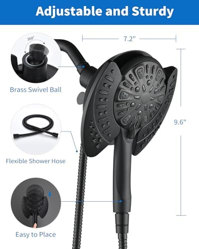 INAVAMZ 2 in 1 Shower Head with Handheld Combo High Pressure Black 2.5 GPM - Image 5
