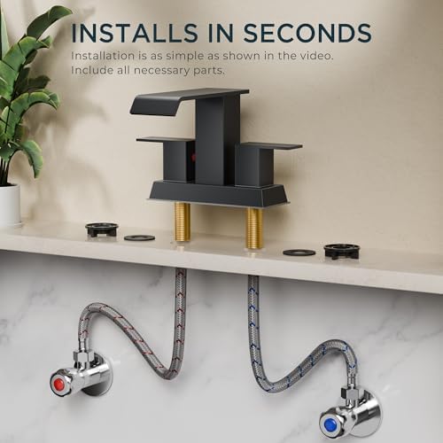 FORIOUS Matte Black Bathroom Faucets 3 Hole for 4 Inch Centerset Sink - Image 4