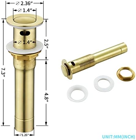CREA Bathroom Sink Drain, Bathroom Sink Stopper with Drain Hair Catcher Pop Up Drain 1 1/2" for Bathroom Vanity Kitchen Sink with Overflow, Gold - Image 6