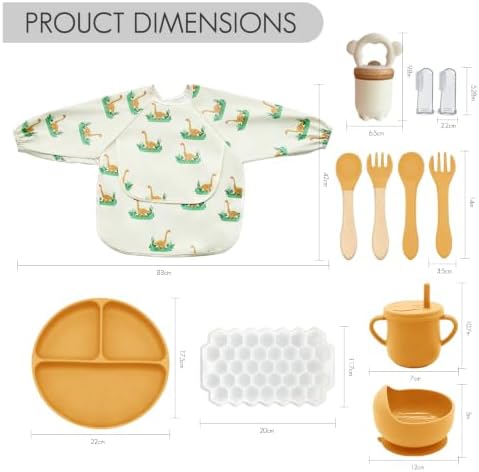 Silicone Baby Feeding Set 12PCS,Baby Led Weaning Set(Honey) - Image 3