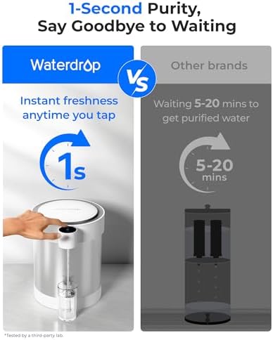 Waterdrop ED21W Rechargeable Non-Gravity Water Filter System, 5-Stage Stainless Steel Countertop Filtration, Reduce 70+ Contaminants, Lead, Chlorine and Cadmium, 22-Cup - Image 3