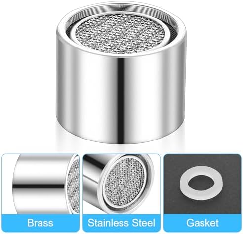 Faucet Aerator, Kitchen Sink Faucet Aerator Adapter, Sink Faucets Female Thread Replacement Parts Filter with Brass Shell and Gasket for Bathroom (55/64 Inch, 6 Pcs) - Image 3