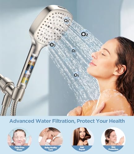 MakeFit Filtered Shower Head with Handheld, 7 Modes High Pressure Handheld Showerhead with Filters, Detachable Shower Heads Water Softener Filters Beads for Hard Water - Remove Chlorine & Heavy Metals - Image 6